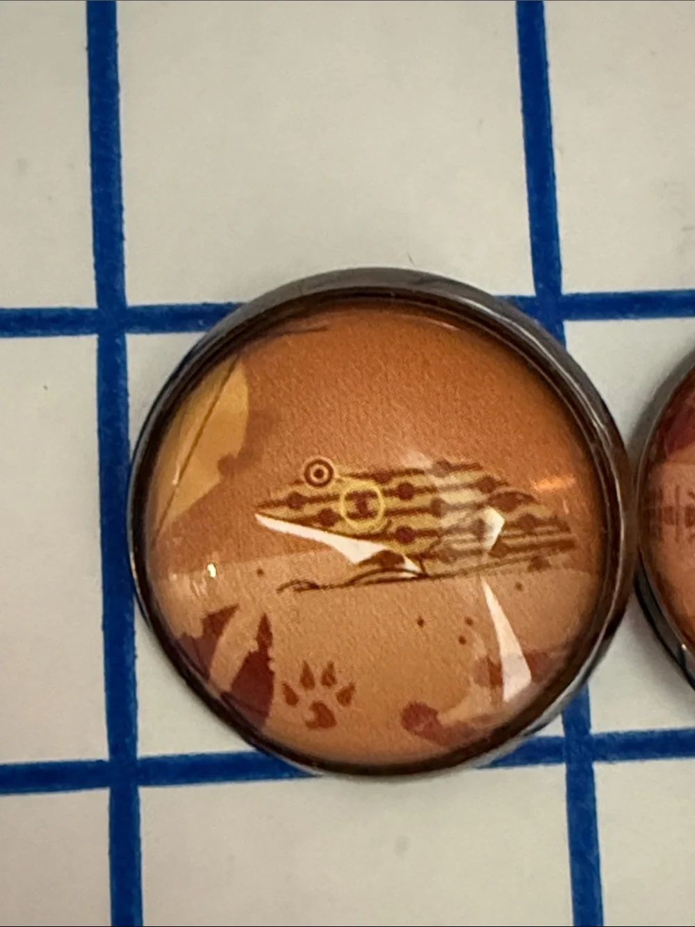 Charley Harper Art Glass Buttons Frog Heron Bird 1” Pair